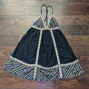 Pretty Xhilaration Black and Floral Bohemian Sundress
